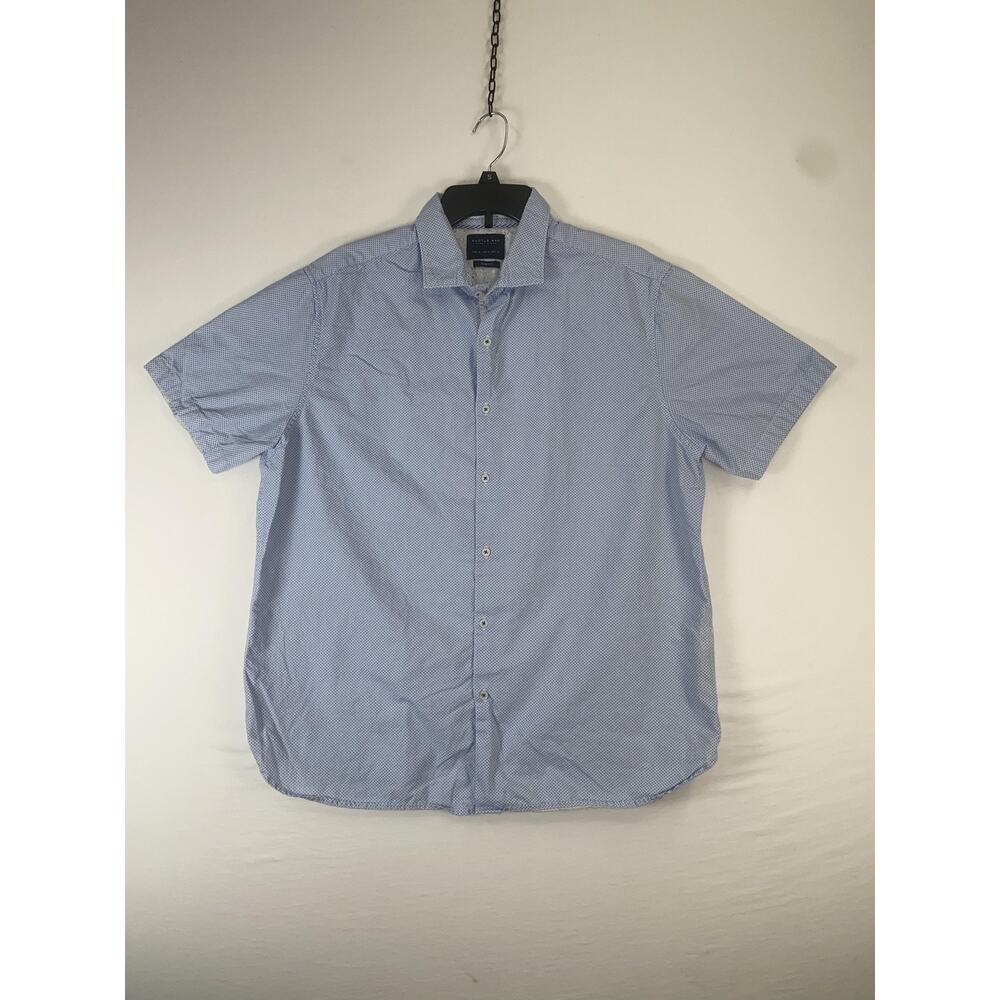 Cactus Man Shirt Mens XL Blue Polka Dot Short Sleeve Button Up Slim Fit Casual